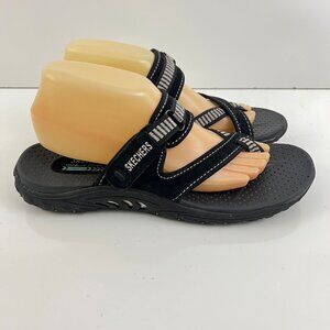 Skechers Sandals Womens Reggae Black Flip Flops Size 9.5